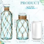 Two light blue Chuangdi coastal glass vases with boho rope, one larger and one smaller, ready for floral arrangements.