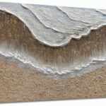 Trogonup large 20x40 inch hand-painted white ocean textured seascape oil painting on canvas, ready to hang.