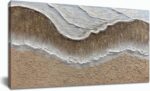 Trogonup large 20x40 inch hand-painted white ocean textured seascape oil painting on canvas, ready to hang.
